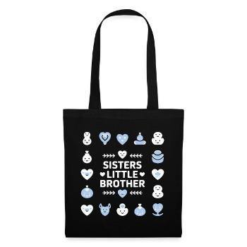 Sister & Little Brother Motif - Tote Bag - black - Front