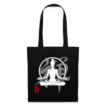 Yoga Silhouette Meditation Zen Kanji Détendre - Sac en tissu - noir - Devant