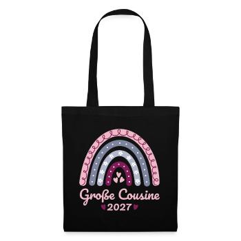 Große Cousine 2027 Boho Regenbogen pastell - Stoffbeutel - Schwarz - Vorne