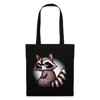 raton laveur, raton laveur, animal des bois, drôle de raton laveur - Sac en tissu - noir - Devant
