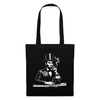 Abraham Lincoln raucht Zigarre - Stoffbeutel - Schwarz - Vorne