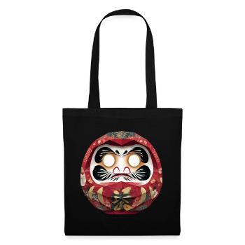 Blumenkreis-Daruma im Feststil Daruma Origami - Stoffbeutel - Schwarz - Vorne