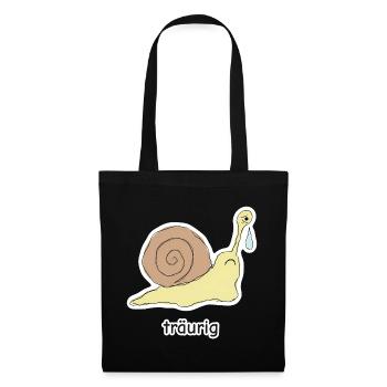 träurig – Schnecke Meme - Stoffbeutel - Schwarz - Vorne