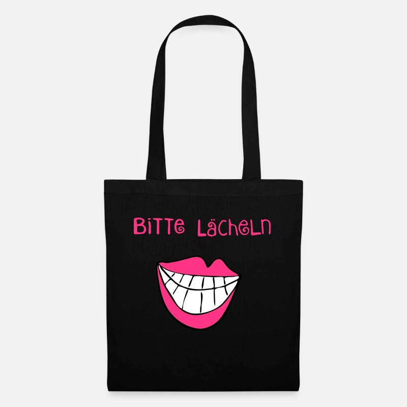 Bitte Lächeln - - Stoffbeutel - Schwarz