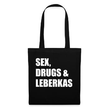 SEX DRUGS LEBERKAS Leberkäse Drogen Geschenk - Stoffbeutel - Schwarz - Vorne