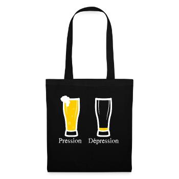 pression - depression - bière - Sac en tissu - noir - Devant
