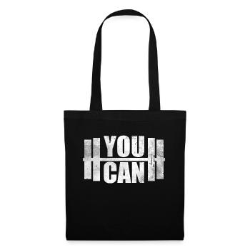 You Can Muskel Shirt Geschenk GYM Hanteln - Stoffbeutel - Schwarz - Vorne