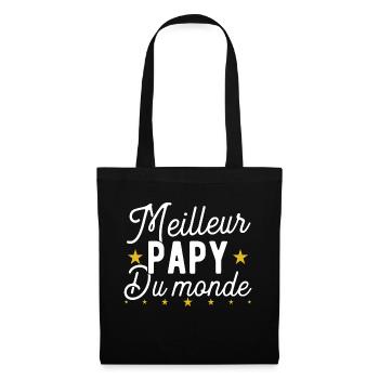 Meilleur papy du monde cadeau humour - Sac en tissu - noir - Devant