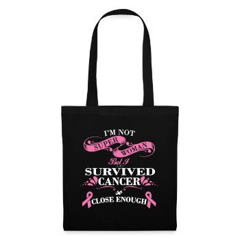 Super femme survécu au cancer t-shirt - Sac en tissu - noir - Devant