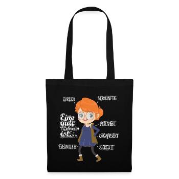 Lehrerin Geschenk - Stoffbeutel - Schwarz - Vorne
