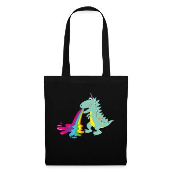dino, kotzender dinohorn, Dinosaurier, comic - Stoffbeutel - Schwarz - Vorne