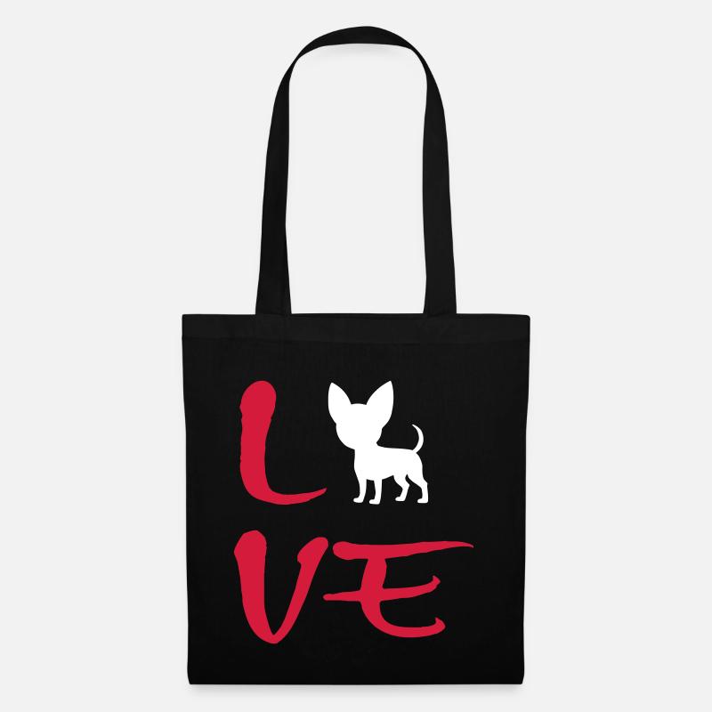 Chihuahua LOVE Hund Geschenkidee - Stoffbeutel - Schwarz