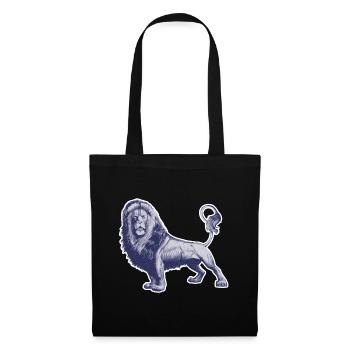 T-shirt Lion. Motif animal. - Sac en tissu - noir - Devant