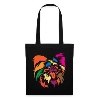 Netter Papillon Hund Regenbogen Grafik Tierliebhaber - Stoffbeutel - Schwarz - Vorne