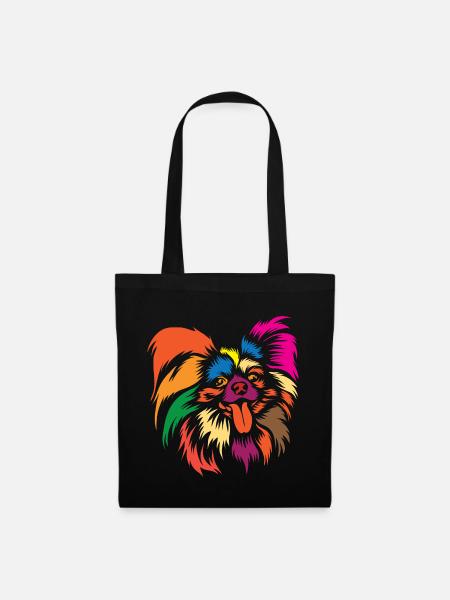 Netter Papillon Hund Regenbogen Grafik Tierliebhaber - Stoffbeutel - Schwarz