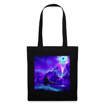 Wanderer in Science-Fiction Landschaft - Stoffbeutel - Schwarz - Vorne