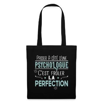 Psychologue femme. Cadeau humour métier profession - Sac en tissu - noir - Devant