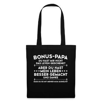 Bonus Papa Stiefvater Geschenk Pflegevater - Stoffbeutel - Schwarz - Vorne