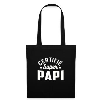 Certifié super papi cadeau grand père - Sac en tissu - noir - Devant