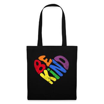 Be Kind Regenbogen LGBT Herz Liebe - Stoffbeutel - Schwarz - Vorne