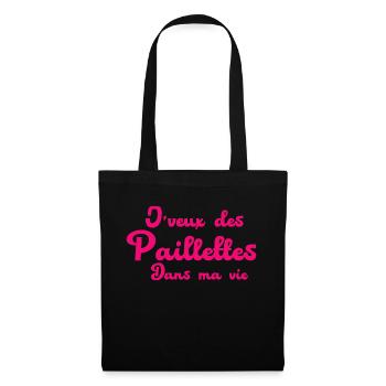 J'veux des paillettes dans ma vie - Sac en tissu - noir - Devant