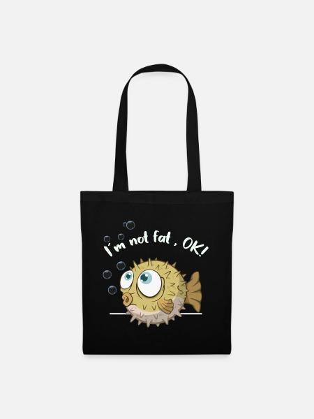 kugelfisch fluffy not fat top fish pufferfish fugu - Stoffbeutel - Schwarz