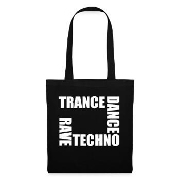 rave techno dance trance - Sac en tissu - noir - Devant
