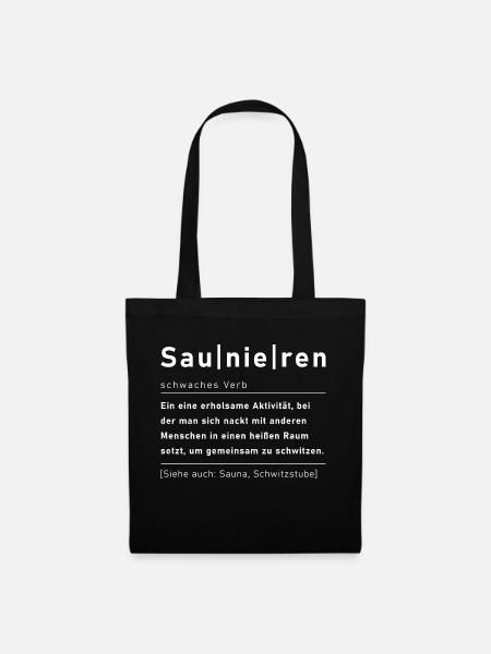 Saunieren Definition I Saunagänger Sauna Spruch - Stoffbeutel - Schwarz