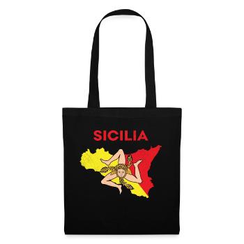Sicilia Karte Palermo Italienisch Wappen Sizilien - Stoffbeutel - Schwarz - Vorne