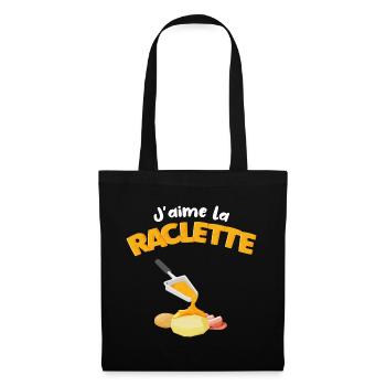 J'aime la raclette Citation drôle Cadeau raclette - Sac en tissu - noir - Devant