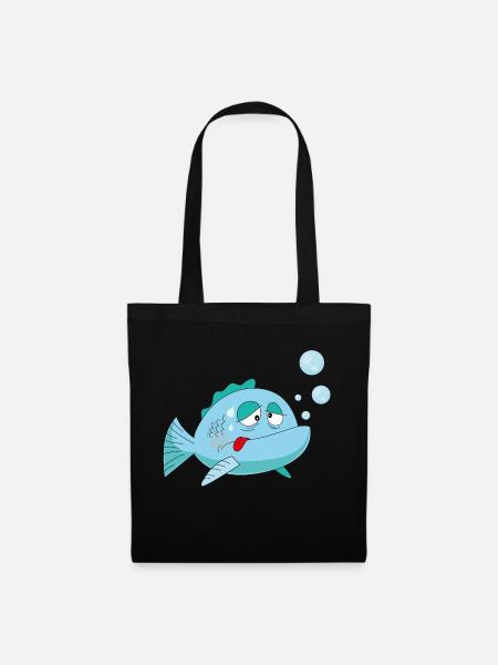 fauler Fisch, müde vom Schwimmen jeden Tag - Stoffbeutel - Schwarz