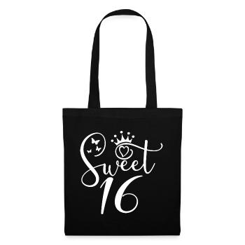 Sweet Sixteen Mignon cadeau de 16 ans - Sac en tissu - noir - Devant