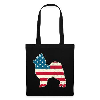 4th of July Pomeranian Dog American Flag USA - Stoffbeutel - Schwarz - Vorne