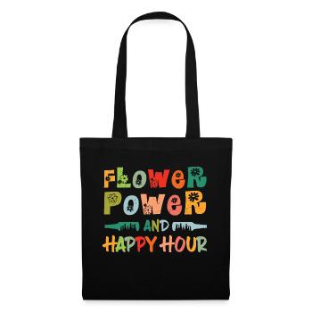 Flower power and happy hour - Stoffbeutel - Schwarz - Vorne