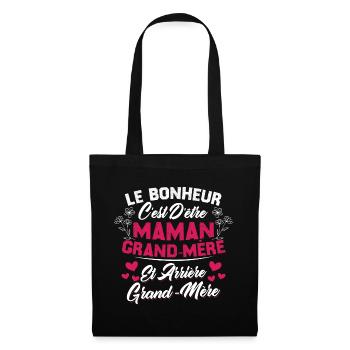 Le bonheur c'est d'être maman et grand mère - Sac en tissu - noir - Devant