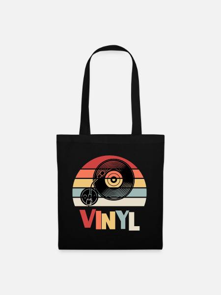 VINYL RETRO MUSIC DESIGN - Stoffbeutel - Schwarz
