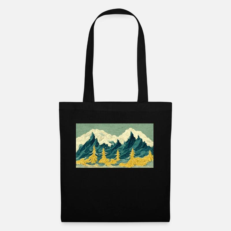 Schneebedeckte Berge im Stil von van Gogh - Stoffbeutel - Schwarz
