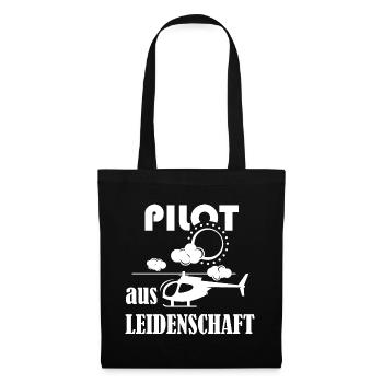 Pilot aus Leidenschaft Heli Hubschrauber Grafik - Stoffbeutel - Schwarz - Vorne