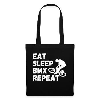 eat sleep bmx repeat - Radsport-Humor - Stoffbeutel - Schwarz - Vorne