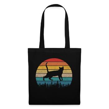 Chat Rétro Vintage - Sac en tissu - noir - Devant
