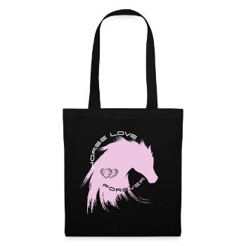 pferd liebe reiten sport horse love pink mähne gir - Stoffbeutel - Schwarz - Vorne