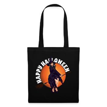 Happy Halloween Scary Lady Witchcraft Broomstick - Tote Bag - black - Front