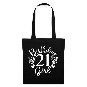 21. Geburtstag Frauen Ihr Geburtstagskind 21 Jahre alt - Stoffbeutel - Schwarz - Vorne