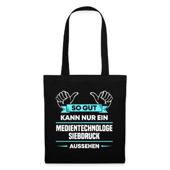 Medientechnologe Siebdruck Design für stolze Profi - Stoffbeutel - Schwarz - Vorne