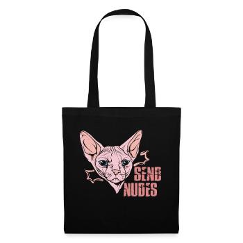 Send Nudes Funny Joke Sphynx Cat Design - Tote Bag - black - Front