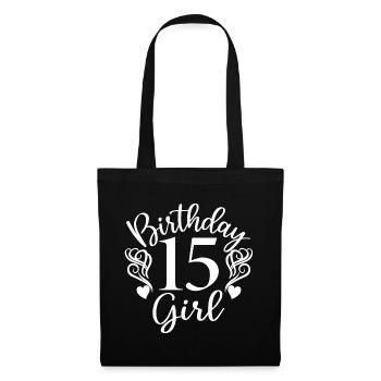 Fille de 15e anniversaire, cadeau de 15 ans pour les adolescents - Sac en tissu - noir - Devant