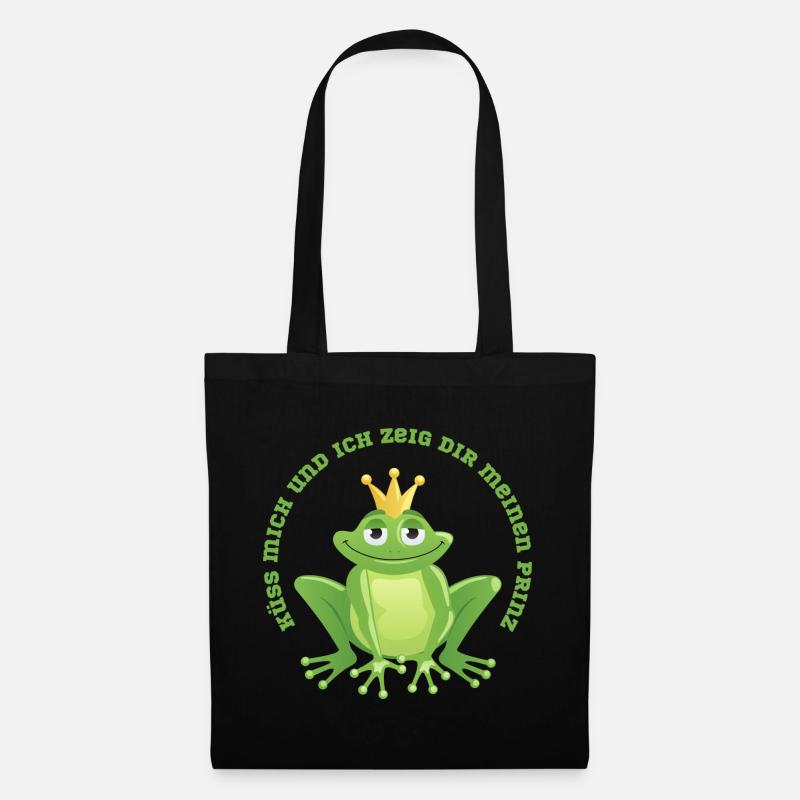 Küss mich Frosch und ich zeig dir den Prinz - Stoffbeutel - Schwarz