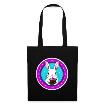 Lapin de Pâques et panier de Pâques - Sac en tissu - noir - Devant