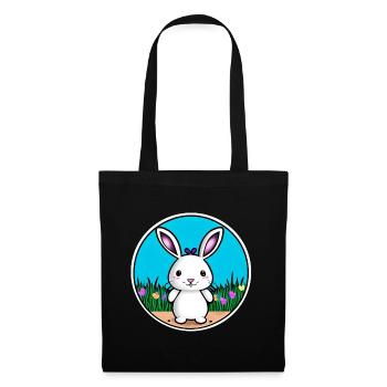 Petit lapin de Pâques blanc - Sac en tissu - noir - Devant
