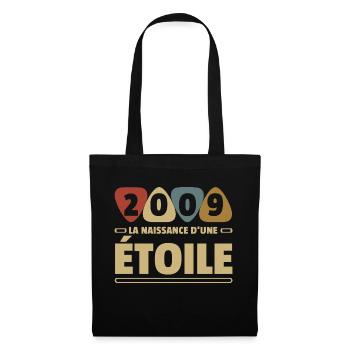 date de naissance 2009 / anniversaire année 2009 - Sac en tissu - noir - Devant